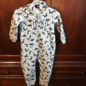 GAP Grey with blue dinosaurs  1-Piece Zip Up